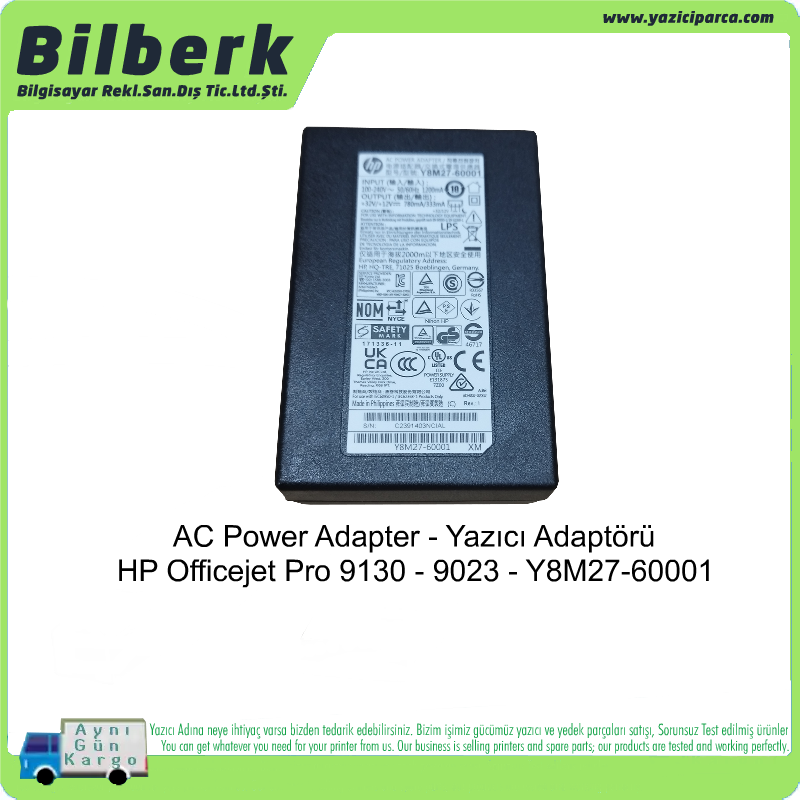 HP Officejet Pro 9130 - 9023 - Y8M27-60001 AC Power Adapter - Yazıcı Adaptörü